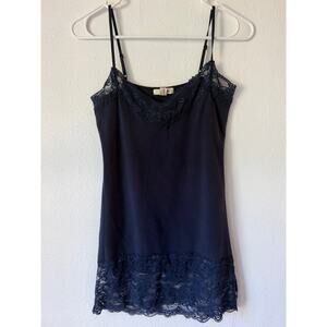 Bozzolo Tank Top Women's Size Medium Blue Lace Camisole Y2K Preppy Minimalist